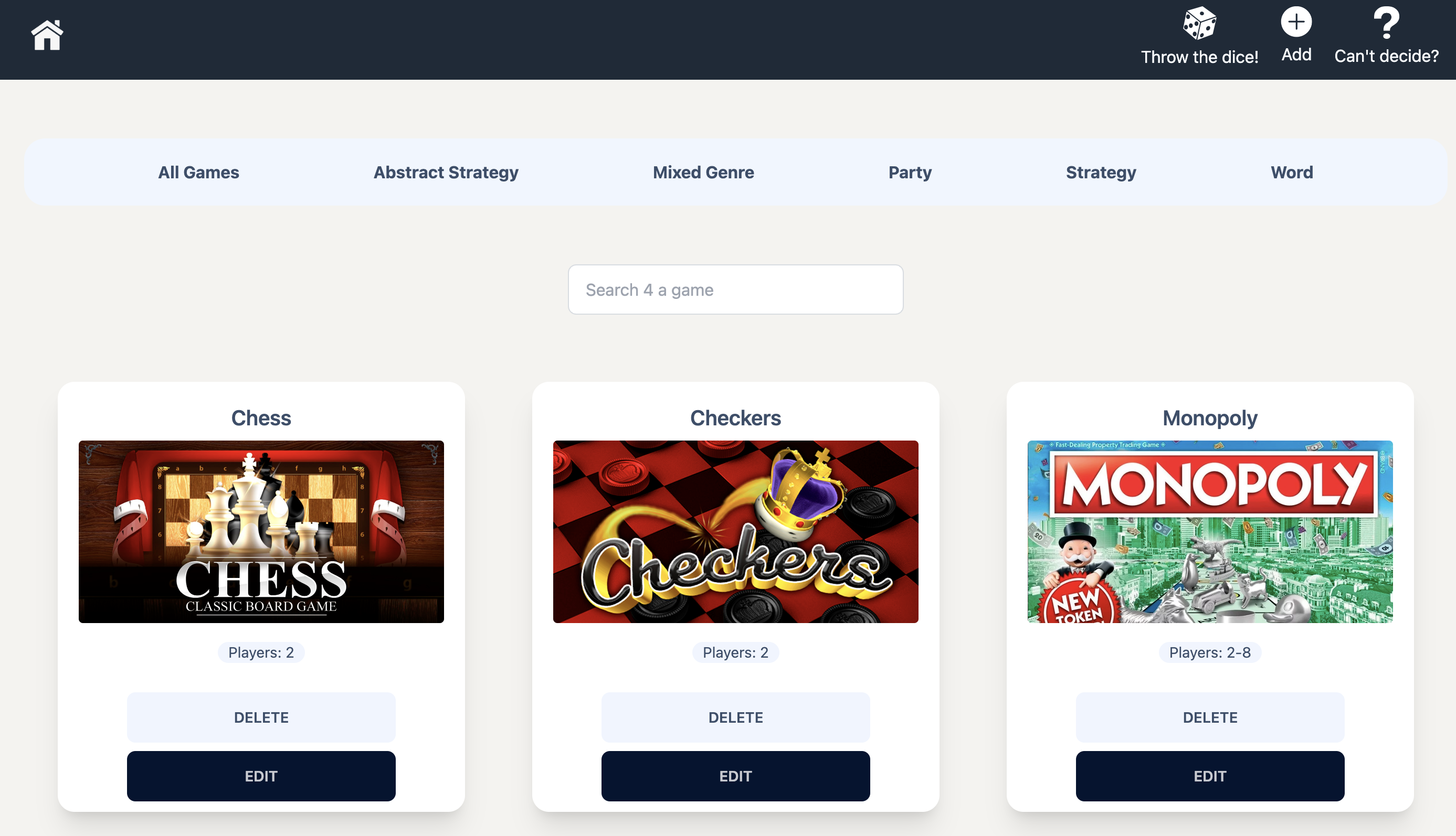 Board Games App
